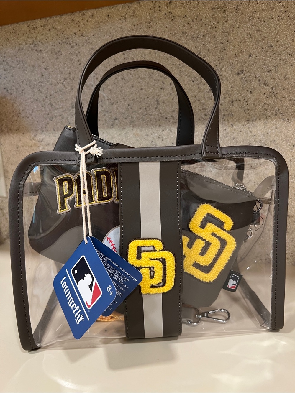 Loungefly Clear Tote with Black, Gray & Yellow Trim, Padres